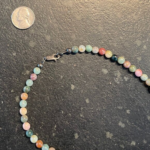 Natural Stone and Red Glass Bead Necklace - Picture 5 of 8